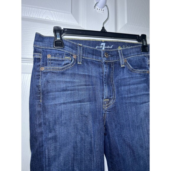 7 For All Mankind Women’s Skinny Jeans Denim Dark Wash Size 27 X 28.5 - Picture 2 of 7